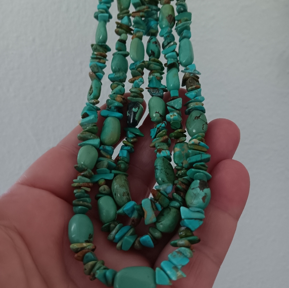 Turquoise Leather Necklace - Picture 3 of 10